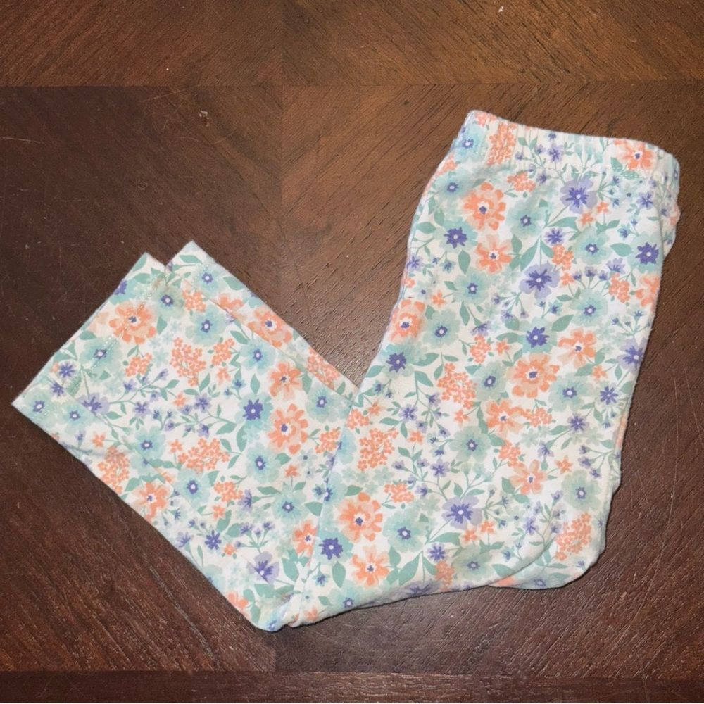 Kids Headquarters size 4t Floral Leggings - Orange, Blue, White